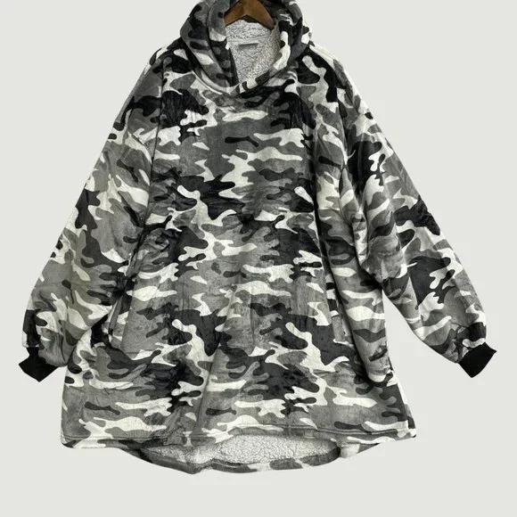 The Wayy Big Hoodie Women's Camo Sherpa Lined Oversized Sweatshirt JCK140 - Picture 3 of 8